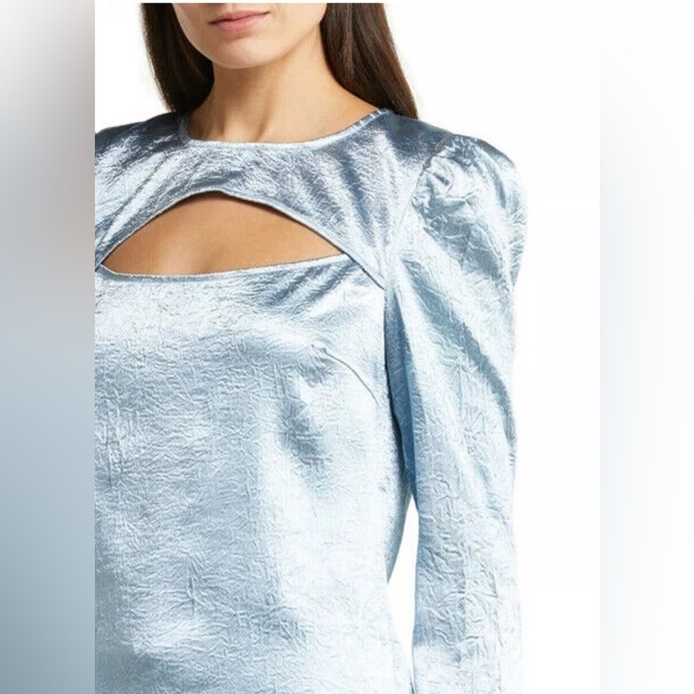 NWT Baum Und Pferdgarten Marcy Blue satin cut out blouse. Size 36 (6 women’s)